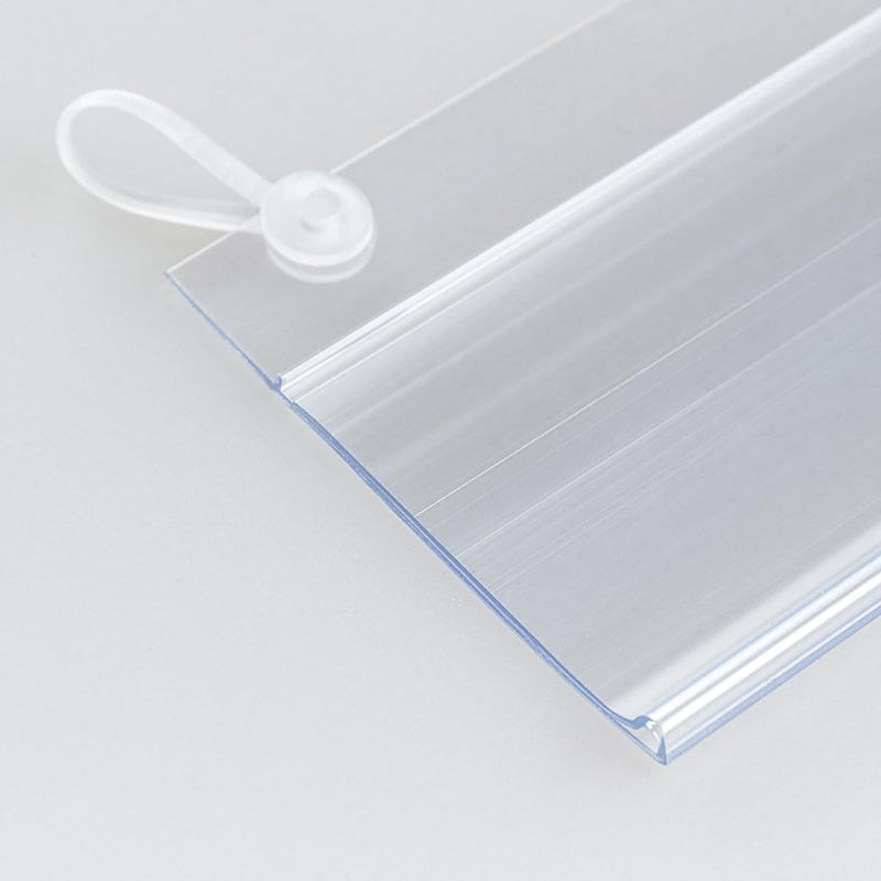 Elsjoy 100 Pack Plastic Wire Shelf Label Holders, 4" x 2.3" Clear Price Tag Holder Sign & Ticket Holder with Double Snap Lock Closure, Reusable Basket Label Holders for Market, Retail Shop, Pantry - Image 5